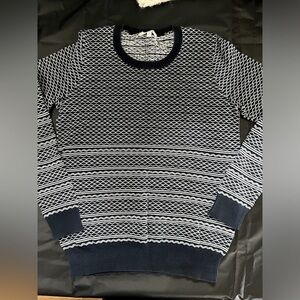 Madewell Sz Medium Long Sleeve Blue White Striped Knit Dockline Pullover Sweater